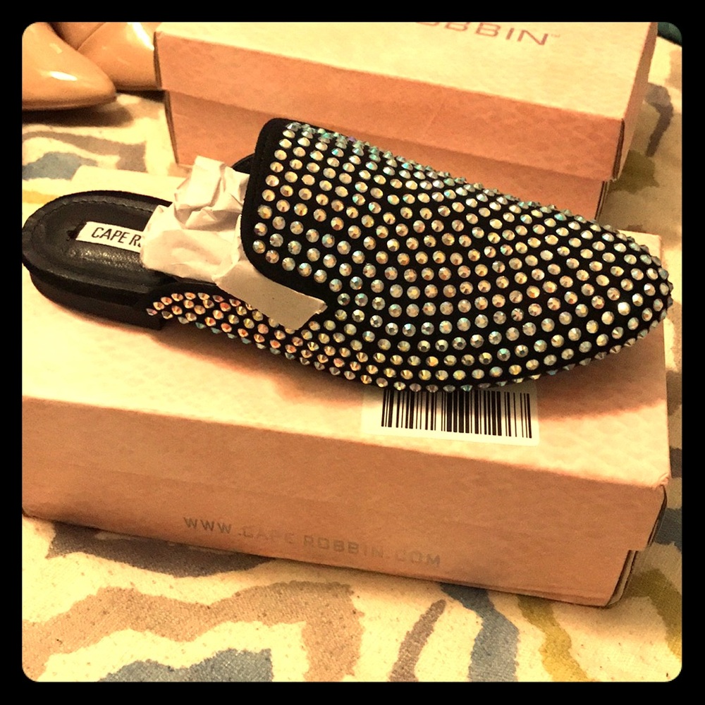 Black studded slip ons